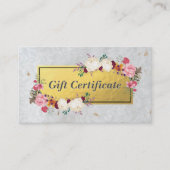 ホワイト金ゴールドフローラサロンブティックギフト証明書 割引カード (正面)