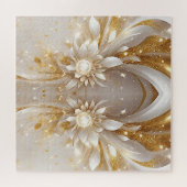 ホワイト金ゴールドフローラジグソーパズル ジグソーパズル (横)
