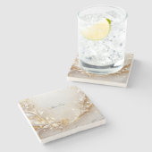 ホワイト金ゴールドフローラストーンコースター ストーンコースター (横)