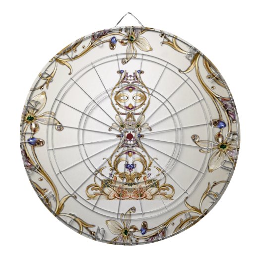 ホワイト金ゴールドフローラダーツボード ダーツボード (正面)