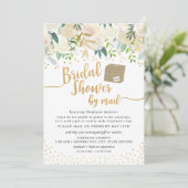 ホワイト金ゴールドフローラブライダルシャワー(メール別) 招待状 (スタンド正面)