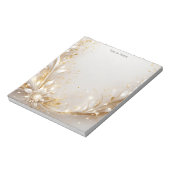 ホワイト金ゴールドフローラメモ帳 ノートパッド (回転)