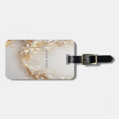 ホワイト金ゴールドフローララゲージタグ ラゲッジタグ (正面横)