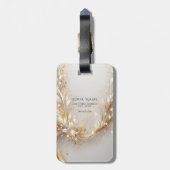 ホワイト金ゴールドフローララゲージタグ ラゲッジタグ (裏面縦)