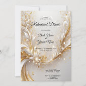 ホワイト金ゴールドフローラリハーサルディナー 招待状 (正面)