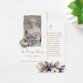 ホワイト金ゴールドフローラ写真葬式祈りの言葉カード (デスク)