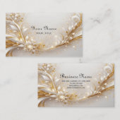 ホワイト金ゴールドフローラ名刺 名刺 (正面/裏面)