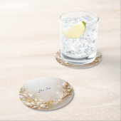 ホワイト金ゴールドフローラ紙コースター ラウンドペーパーコースター (インサイチュ)