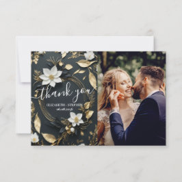 ホワイト金ゴールドフローラ結婚リースの写真ありがとう サンキューカード