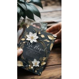 ホワイト金ゴールドフローラ結婚リース写真の駆け落ち 招待状