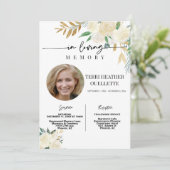 ホワイト金ゴールドフローラ葬儀記念会写真 招待状 (スタンド正面)