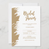 ホワイト金ゴールドブラシストロークブライダルシャワーシック 招待状 (正面)