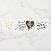 ホワイト金ゴールドブラックありがとう写真2025卒業 ペットボトルラベル (シングルラベル)