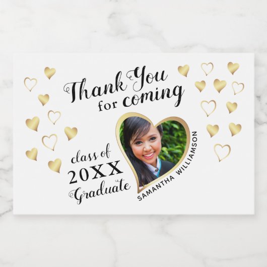 ホワイト金ゴールドブラックありがとう2025卒業の好意 スパークリングワインラベル (シングルラベル)