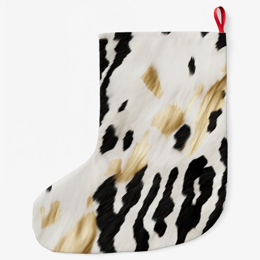 ホワイト金ゴールドブラック南西コウィド ラージクリスマスストッキング (裏面)