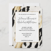 ホワイト金ゴールドブラック南西コ結婚ウィド 招待状 (正面)