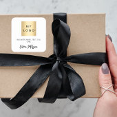 ホワイト金ゴールドブラック・ネーム・シグネチャー・ビジネス・ロゴ スクエアシール