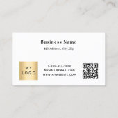 ホワイト金ゴールドブラックqrコードロゴ事業 割引カード (裏面)