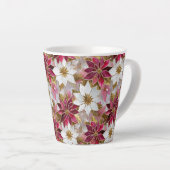 ホワイト金ゴールドブルガンディピンククリスマスポインセチア カフェラテマグ (右アングル)