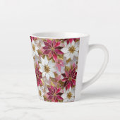 ホワイト金ゴールドブルガンディピンククリスマスポインセチア カフェラテマグ (右)