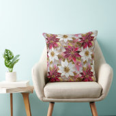 ホワイト金ゴールドブルガンディピンククリスマスポインセチア クッション (椅子)