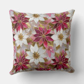 ホワイト金ゴールドブルガンディピンククリスマスポインセチア クッション (裏面)