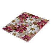 ホワイト金ゴールドブルガンディピンククリスマスポインセチア タイル (側面)