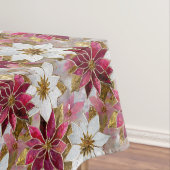 ホワイト金ゴールドブルガンディピンククリスマスポインセチア テーブルクロス (インサイチュ)