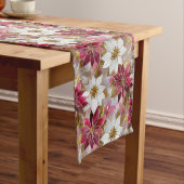 ホワイト金ゴールドブルガンディピンククリスマスポインセチア ミディアムテーブルランナー (インサイチュ)