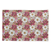 ホワイト金ゴールドブルガンディピンククリスマスポインセチア 枕カバー (裏面)