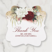 ホワイト金ゴールドブルゴーニュ赤モダンフローラ結婚ズ フェイバータグ (裏面)