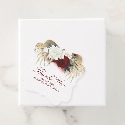 ホワイト金ゴールドブルゴーニュ赤モダンフローラ結婚ズ フェイバータグ (インサイチュ)