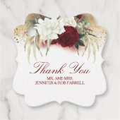 ホワイト金ゴールドブルゴーニュ赤モダンフローラ結婚ズ フェイバータグ (正面)