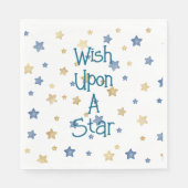 ホワイト金ゴールドブルーウィッシュオンザスター誕生日 スタンダードランチョンナプキン (正面)
