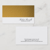 ホワイト金ゴールドプレーンモダンコンサルタントの名刺 名刺 (正面/裏面)