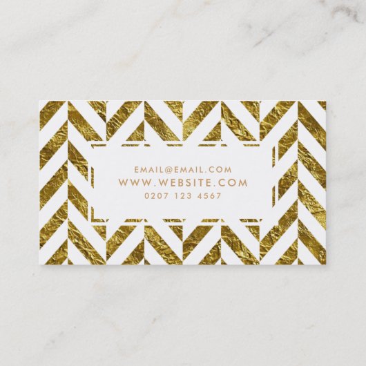 ホワイト金ゴールドヘリンボーンパターンメイクアップアーティスト 名刺 (裏面)