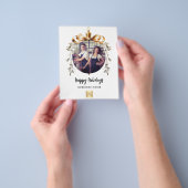 ホワイト金ゴールドボーブルのビジネス写真クリスマスカード チラシ (手)