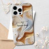 ホワイト金ゴールドマーブルアゲートゲードシモノグラムのック Case-Mate iPhoneケース