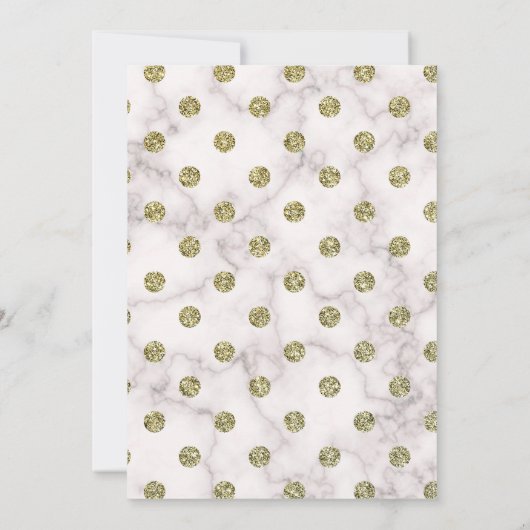 ホワイト金ゴールドマーブルピンクフローラベビーシャワーブランチ 招待状 (裏面)