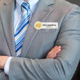 ホワイト金ゴールドマーブルモダンレストラン従業員 名札