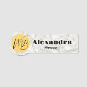 ホワイト金ゴールドマーブルモダンレストラン従業員 名札 (正面)