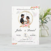 ホワイト金ゴールドミニマリストザ結婚式招待状 招待状 (スタンド正面)