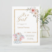 ホワイト金ゴールドミニマリスト動物の赤ちゃんシャワー 招待状 (スタンド正面)