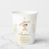 ホワイト金ゴールドメキシカンバプテスマ&ファースト誕生日 紙コップ (裏面)