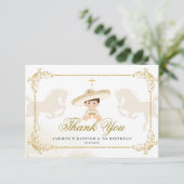 ホワイト金ゴールドメキシカンボーイファースト誕生日 サンキューカード (スタンド正面)