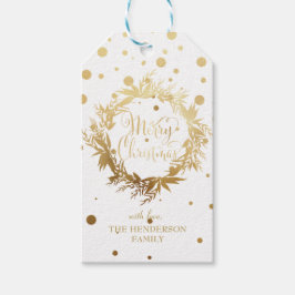 ホワイト金ゴールドメリークリスマスユーカリリース ギフトタグ