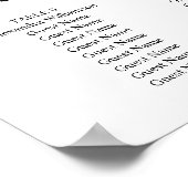 ホワイト金ゴールドモダンハート結婚の座席表 ポスター (角)