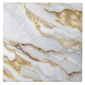 ホワイト金ゴールドモダンマーブルアゲートコレクション タイル (正面)