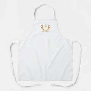 ホワイト金ゴールドモノグラエレガントムシッファンシーク エプロン