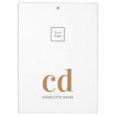 ホワイト金ゴールドモノグラムイニシャルビジネスロゴ クリップボード (裏面)